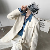 Winter Thicken Corduroy Blazer Men Fashion Social Mens Dress Jacket Korean Loose Two Piece Suit Jacket Mens Thick Formal Blazer