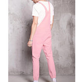 High Street Solid Color Jeans Overalls For Men Fashion High Waist Denim Jumpsuits Casual Sling Pants Hawaiian Tourism Clothing