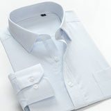 Classic striped men's business casual long-sleeved shirt brand clothing gentleman elegant wedding party loose shirt