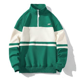 Foesce Fashion New Men's Sweatshirts Patchwork Long Sleeve Zipper Stand Collar Drop Shoulder Classical Pullovers Tops