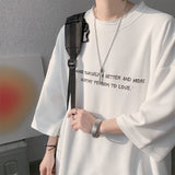 Foesce Hybskr Men Summer Vintage T Shirts Letter Graphic Harajuku Casual Tshirt For Male 2023 New Oversize Man Tees Three Quarter Tops