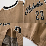 Letter Jacquard Sleeveless Sweaters Vest Loose Casual Vintage V-Neck Pullovers Women Streetwear Knitwear Sweater Waistcoat