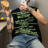 New Summer Vest Hooded Sleeveless T-Shirt Boys Print Graffiti Punk Rock Tide Brand Loose Sweater Hip-hop Hoodie Vest