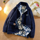 Winter Fleece Fluffy Jacket warm Fuzzy Zipper Coat Men Autumn Solid Color Lightweight Jackets Streetwear Hip Hop Harajuku