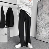 Streetwear Fashion Men Trousers Split Black Harajuku Oversized Casual Pants Korean Office wear Suit Pants Male Blazer Pants