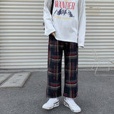 Men's Plaid Casual Pants Men's Korean Version Of The Trend Of Loose Beam Feet Tide Brand Ins Nine-point Pants Harajuku Style