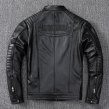 Foesce Biker Popular motor style Vintage men's quality genuine leather Jacket slim 100% natural cowhide coat.Dermis