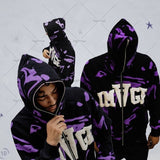 Foesce American High Street Purple Camouflage 3D Letter Loose Hoodie Women Y2K Harajuku Casual Oversized Sweatshirts Women Streetwear