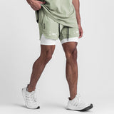 Summer Gym Men's Quick Dry 2 in 1 Shorts Jogging Fitness Training Beach Short Pants Male Sports Workout Bottoms Casual Clothing