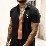 Summer Short Sleeve Men's Slim Shirts Fashion Graphic Print Button-up Shirt Streetwear Men Clothing Classic Turn-down Collar Top