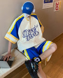 Hiphop Baseball Short-sleeved Suit Men's Bomber High Street Ice Hockey Shirt + Shorts American Basketball Sports Two-piece Suit