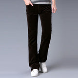 Foesce New Corduroy pants Mens Business Casual Slim Bootcut Flared for Men Boot Cut Flare White Red Black Long Trousers