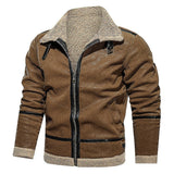Winter Leisure Wool Inner Lapel Jackets Men Fall Fashion Solid Color Turn-down Collar Zipper Coats For Mens Trend Outerwear