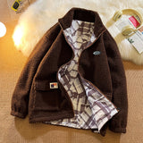 Winter Fleece Fluffy Jacket warm Fuzzy Zipper Coat Men Autumn Solid Color Lightweight Jackets Streetwear Hip Hop Harajuku