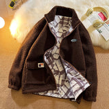 Winter Fleece Fluffy Jacket warm Fuzzy Zipper Coat Men Autumn Solid Color Lightweight Jackets Streetwear Hip Hop Harajuku