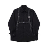 Foesce Techwear Pant Sets Men Punk 3 piece outfits Black Cargo Pants Long Sleeve Shirts Korean Streetwear Hip Hop Spring