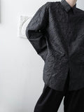 Men's Shirts  Black White Long Sleeve Jacquard Summer New  Korean Niche Loose All-match Loose Fit  Tops