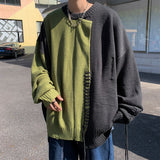 Hip Hop Patchwork Men's Knitted Sweater Vintage Men Top Pullovers Ripped Sweaters and Jumpers Male Retro Streetwear