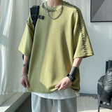 Manual Sewing Men's Summer T-shirts Korean Man Oversized Short Sleeve Tshirt Streetwear Men Women Tops Tees