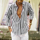 Spring Men Long Sleeve Social Fomal Shirts Slim Striped Shirt Blouses For Men Normal Top Oversized Elegant Shirt Male Clothes