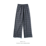Spring Cotton Casual Pants Men Fashion Retro Oversized Plaid Pants Men Streetwear Loose Wide Leg Pants Mens Straight Trousers