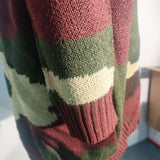 Men's Fashion Casual Knitted Coat Personality Autumn Winter New Trendy Camouflage Sweater Lapel Long Sleeve Clothes