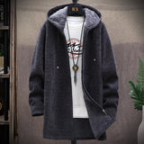Men's Winter Thicken Sweatercoat Fleece Cardigan Jacket Male Slim Sweaters Long Hooded Sweater Warm Outwear Coats Plus Size 4XL