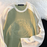 Long-sleeved T-shirt Men Women Extra Large Size Academy Vintage Niche Aesthetic Top Simple Stitching Personality Lover Shirt