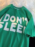 Flocking Klein Blue Shirt Vintage Embroidered Letters Short-sleeved T-shirt Summer Trend Hong Kong Style Y2K T-shirt Streetwear