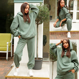 Men's Tracksuit Jogger Sportswear Casual Sweatershirts Sweatpants Streetwear Pullover Solid Color Fleece Sports Suit Men Sets