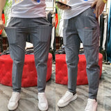 Foesce Pants For Men Summer Lightweight Striped Casual Pants Men Fashion Clothing Breathe Cool Korean Style Streetwear Bottoms