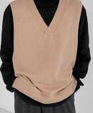 Knitted Vest Autumn Winter Thin Style Men's V-neck Sweater Sleeveless Vests Undershirt Loose Vintage Trend Kinttwear Tops