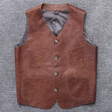 Foesce Real Leather Vest Men Vest Pure Cowhide Real SheepSkin Leather Jackets Men Vintage Autumn Motocycle Jacket 4XL Jaqueta
