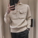 Brand Clothing Men Winter High Quality Slim Fit Thermal Knitted Sweater/Male Fashion Leisure Set Head Sweaters S-3XL Beige