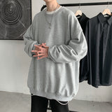 Foesce Men Sweatshirts Autumn Winter Fashion Solid Color Long Sleeve Pullover Male Korean Harajuku Oversized Hoodies Streetwear