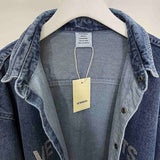 Denim Jackets Oversized Washed Blue Denim Men Women 1:1 Crystal Diamonds Letter Logo Vetements Jackets