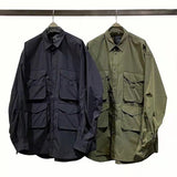 Dawa Japanese Loose Multi Pocket Military Style Jacket CityBoy Men and Women Long Sleeved Fashion Shirt Coat