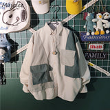 Foesce Shirts Men Retro Cargo Clothing Retro Japanese Design Gentle BF All-match Hipster Harajuku Korean High Street Camisa Long Sleeve