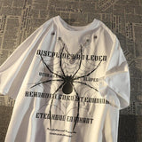 Foesce-European and American necklace cool spider letter t-shirt men and women ins Summer loose short sleeved shirt for lovers clothes