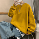Foesce Men Sweatshirts Autumn Winter Fashion Solid Color Long Sleeve Pullover Male Korean Harajuku Oversized Hoodies Streetwear