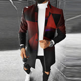 Fashion Stand Collar Mid-length Jacket Men Casual Single Button Slim Outerwear & Coats Spring Autumn Long Sleeve Daily Male Tops
