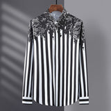 Luxury Retro Striped Print Slim Long-sleeved Shirt Men's Business Casual Shirt Social Party Formal Dress Shirts Men Clothing 4XL