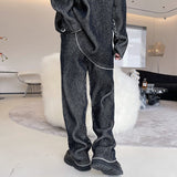 Fashion Menswear Elastic Waist Knitting Trousers New Loose Straight Long Pants Tide Autumn Winter Warm Swaetpants