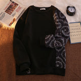 Stitching Sweatshirts Men's Print Round Neck Long-sleeved T-shirts Spring Autumn New Loose Casual Pullovers Hoodie Male