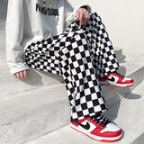 Harajuku Streetwear Plaid Men's Hip Hop Pants Couple Clothing Streetwear Brand Male Casual Large Size Trousers