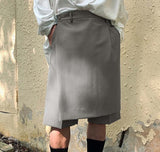 Foesce Fashion Men Shorts Solid Button Streetwear Loose Korean Style Irregular Shorts Summer Casual Men Bottoms S-5XL