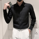 Autumn 3D Polka Dots Shirts Men Fashion Slim Long Sleeve Casual Shirt Business Dress Shirt Streetwear Camisa Masculina