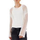 Spring Autumn New Sweater T-shirts For Men Elastic Hollow Slinghtly Transparent Long Sleeve Loose Versatile Knitting Tees Tops