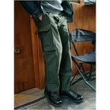 Men's Vintage  Military French Army Trousers Japanese Okayama Fabric Amekaji Loose Cargo Pants