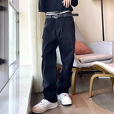 Jeans Men's Spring and Autumn New Men's Vintage Washed Black Fashion Casual Loose Straight Pants traf
